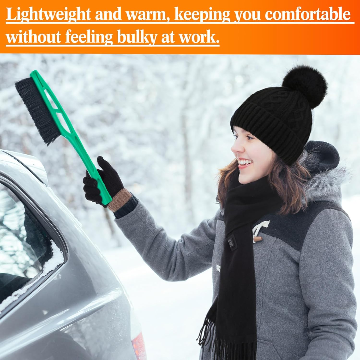 4 Pcs Women Heated Thermal Top and Heating Scarf Beanie Hat Gloves Set Winter Heated Shirt with 3 Heat Levels - Image 6