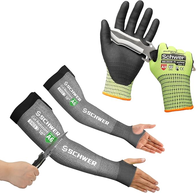 Schwer 2 Pairs Cut Resistant Gloves ANSI A6 Cut Proof Work Gloves, Touchscreen, For Men And Women Used For Woodworking, Glass Cutting, Construction, Cargo Handling, Car Repair, L P 384299255