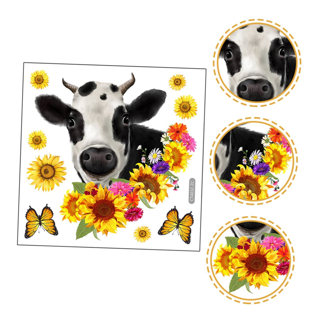 8 Juegos Pegatinas de Pared Infantiles Diy con Diseño de Girasol y Vaca Autoadhesivas Decoración para Habitación Niña para Salón Dormitorio y