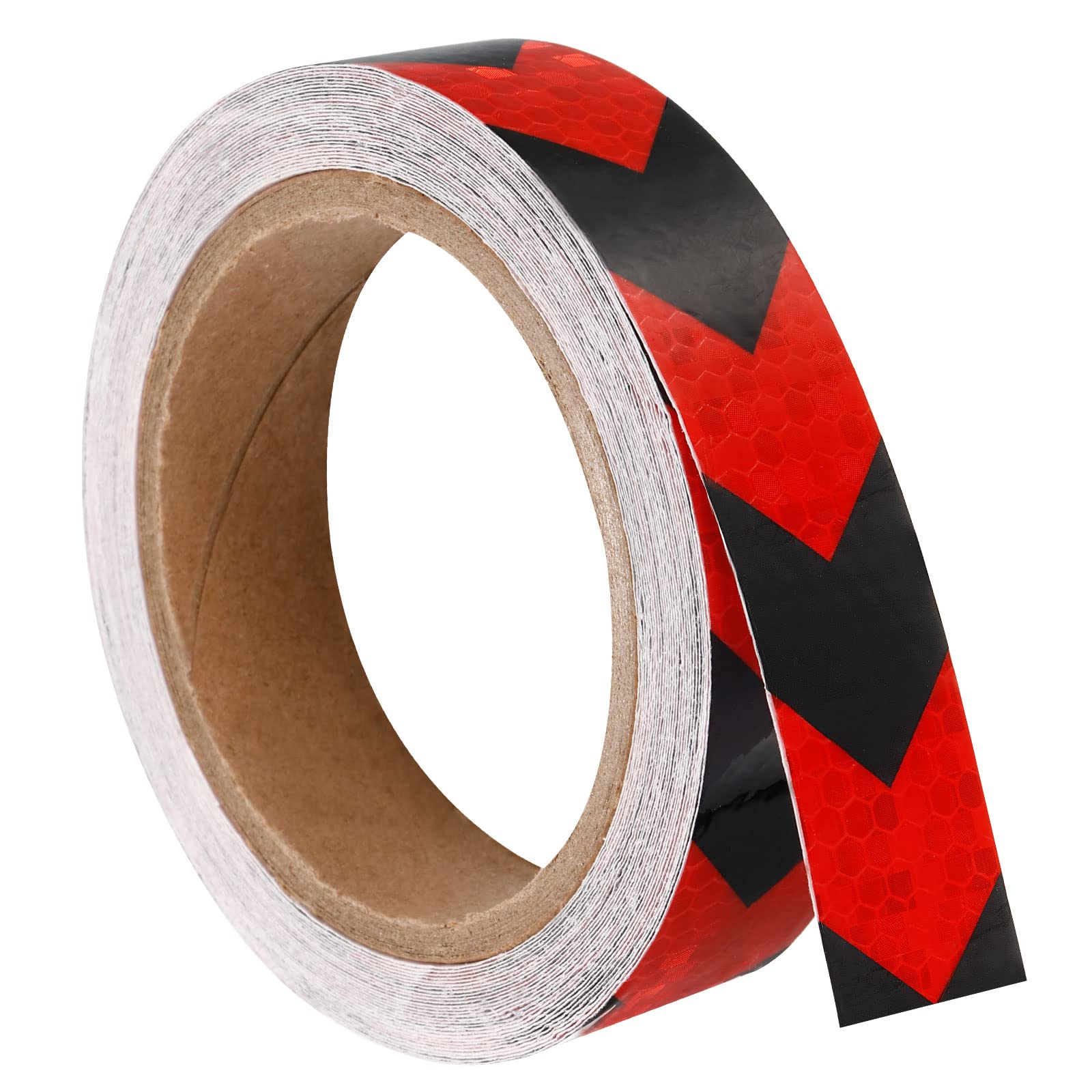 PATIKIL Reflective Tape, 1 Roll 30 ft x 1-inch Waterproof Adhesive High Visibility Caution Warning Safety Tape Reflector for Trucks Trailers Cars, Arrow Red Black