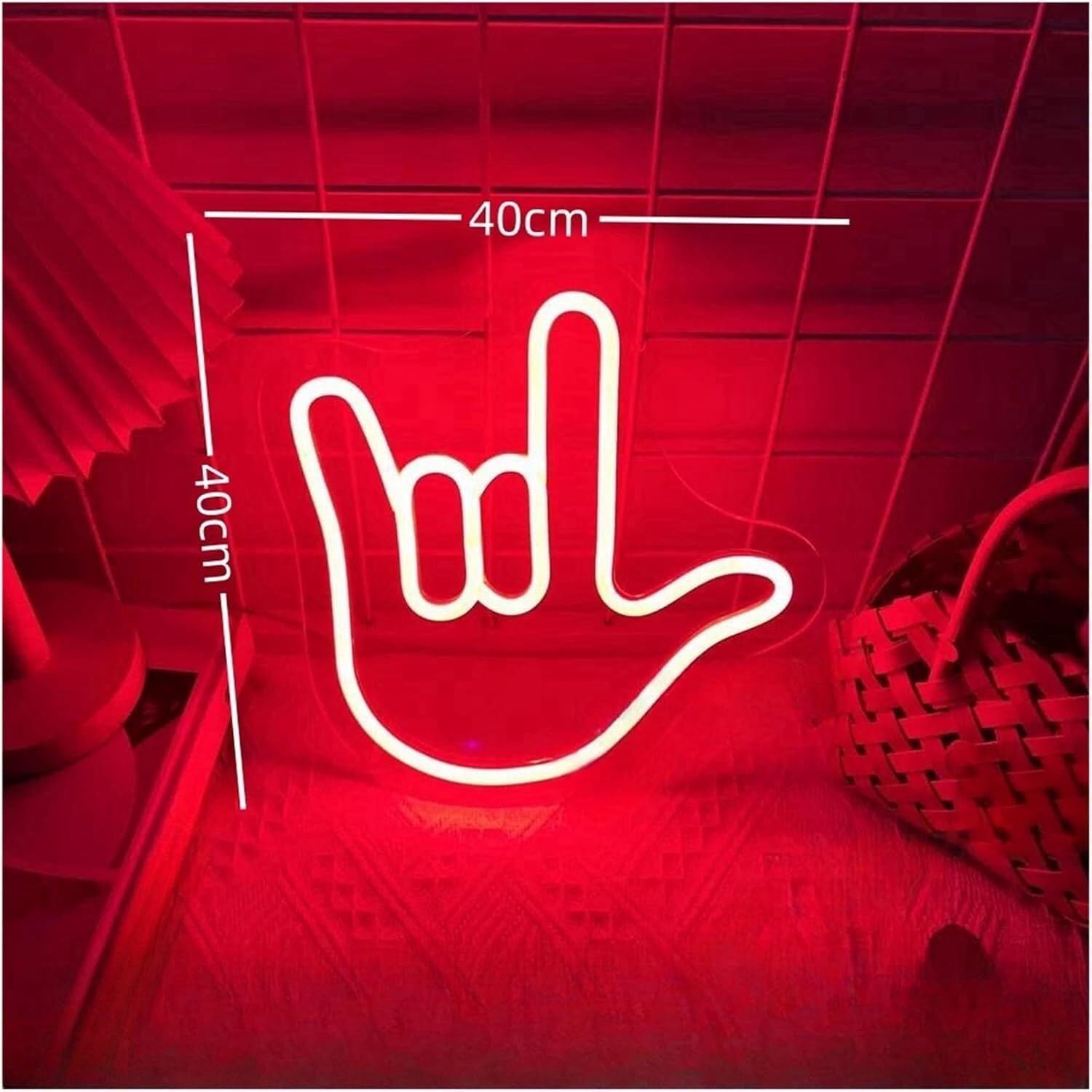 Insegna al per eon con gesti, luci per neon alimentate a mano insegna per scritta "Love", decorazione da parete(40cmx40cm)