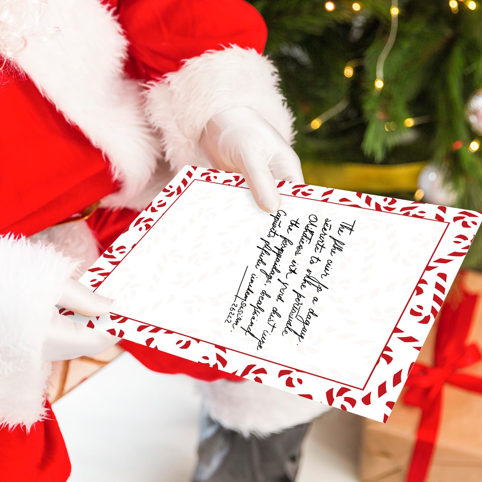 JarThenaAMCS Weihnachtsbriefpapier, doppelseitiger Druck, rote Zuckerstange, gestreift, Briefpapier für Notizen, Grußkarten, Einladungen, Bürodruck, 21,6 x 27,9 cm, 60 Blatt