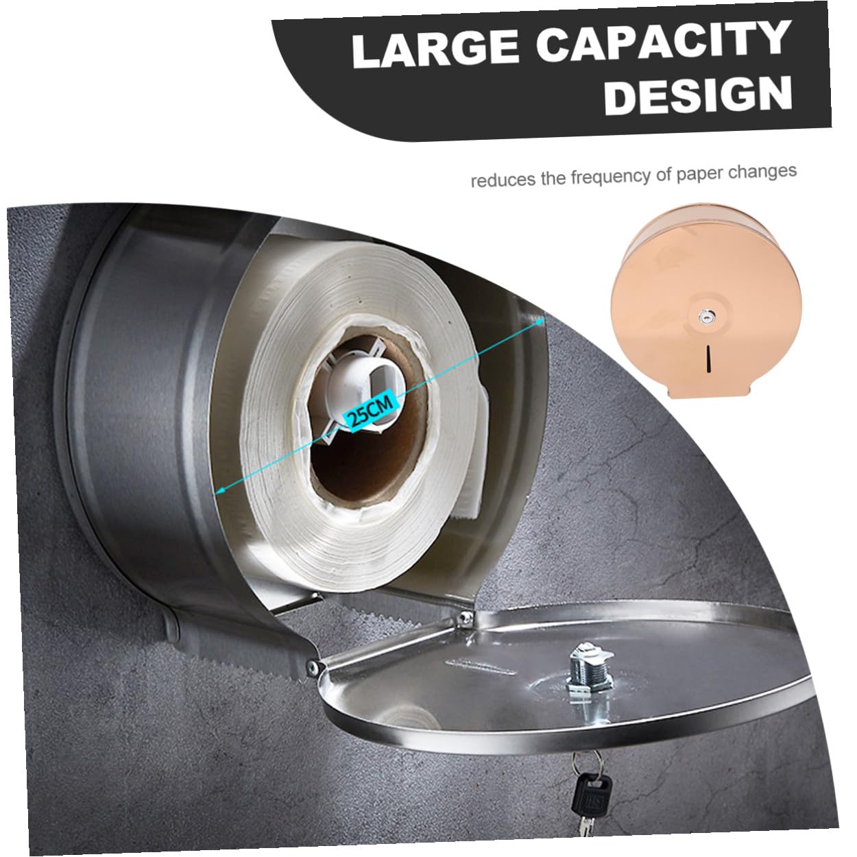 Portarotolo Carta Igienica da Parete in Acciaio Inox 304 Dorato | Tondo, Uso per Bagno e Toilette, Funzione Anti-spruzzo e Spazio Contenitivo
