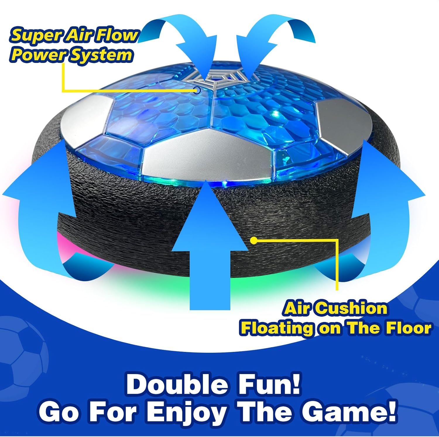 Foneso 3-in-1 Hover Soccer Ball, Kids Toddler Hockey Set with LED Lights,Indoor & Outdoor Toys for Kids, Soccer Gift for 3 4 5 6 7 8 9+ Year Old Boys Girls Birthday Gifts