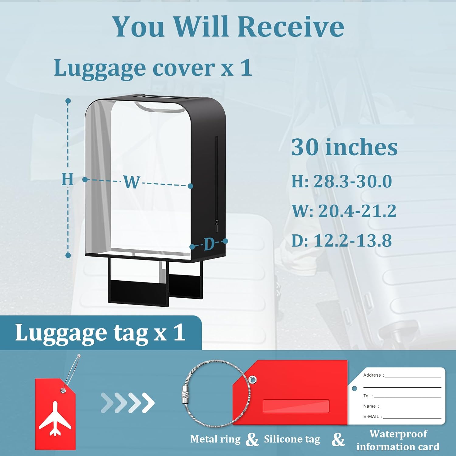 Clear Luggage Cover Protector For Suitcase, PVC Waterproof Suitcase Cover Protector Fit 30-32 Inch Luggage - Image 8