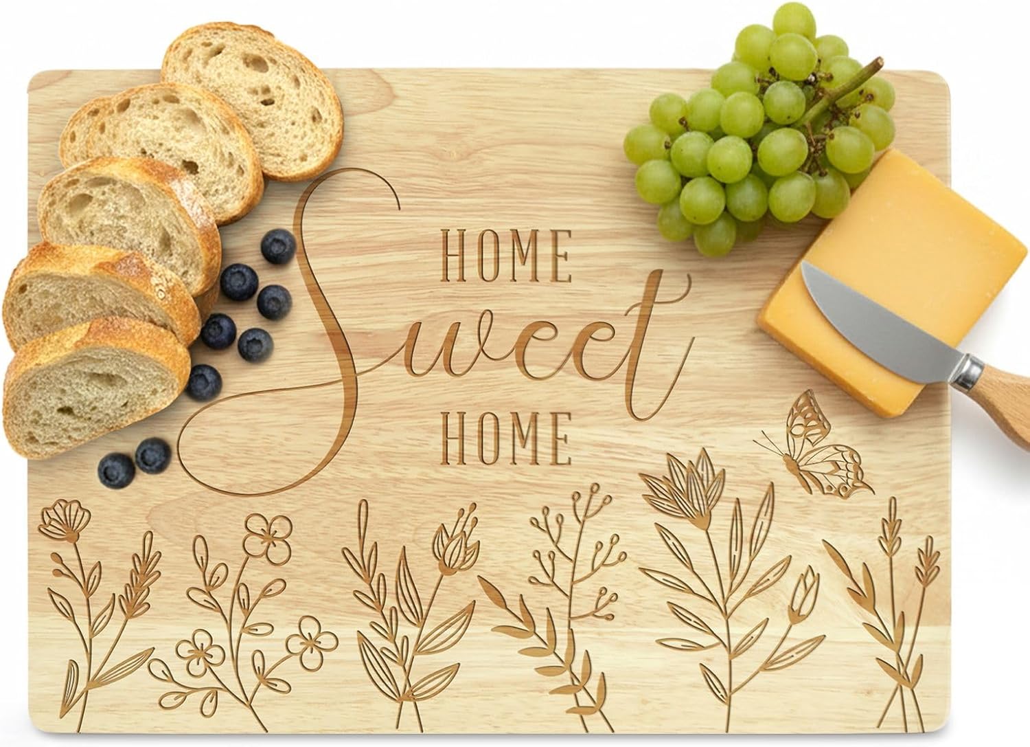 Housewarming Gift for New Home Laser Engraved Maple Wood Home Sweet Home Cutting Board for New Apartment Homeowner Realtor Closing Gifts - Thanksgiving Charcuterie Board for Newlyweds Family
