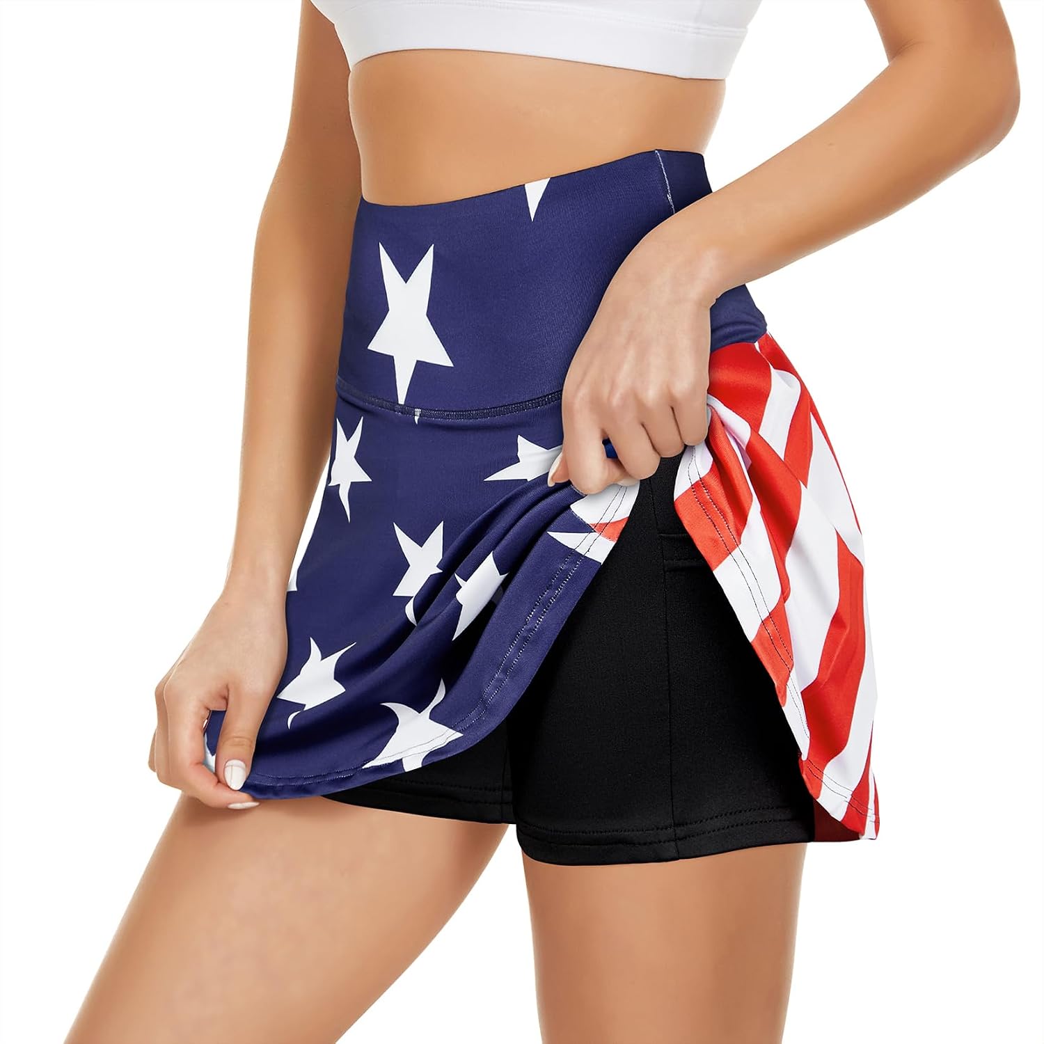 Century Star High Waisted Tennis Skirts for Women with Pockets and Shorts Womens Mini Athletic Golf Sports Running Skort