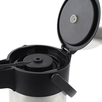Pioneer 2.2L Stainless Steel Push-Pump Airpot, Leakproof Flask for Hot and Cold Drinks, Easy Pump Drink Dispenser for Events, Grey