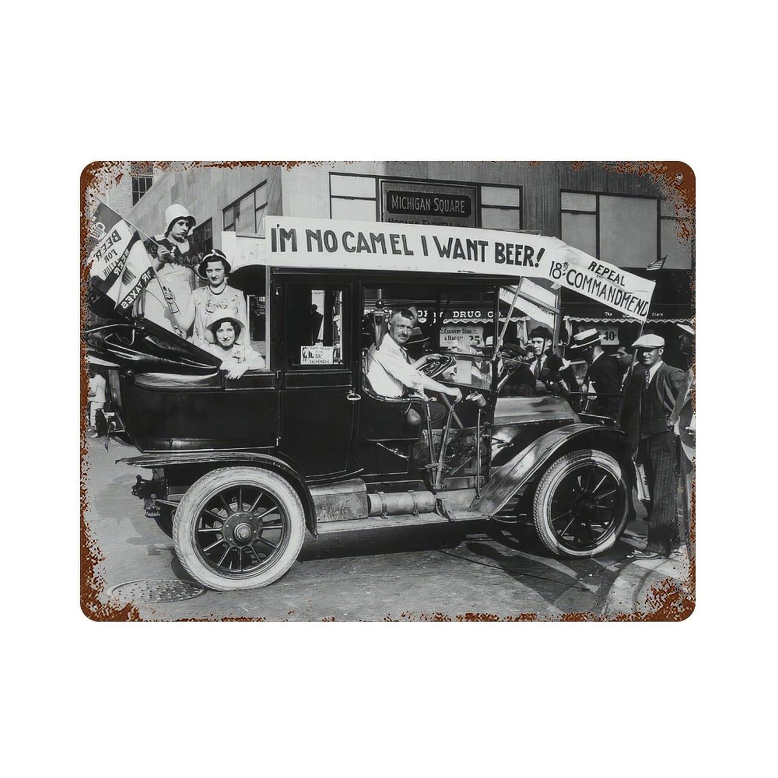 xiaoxiaoshen Beer Protest 1920s Prohibition, Vintage Man Cave Wall Decor Art Metal Tin Poster Modern Home Decor Art Home Bar Shop Decorations Vintage Sign 30x40cm