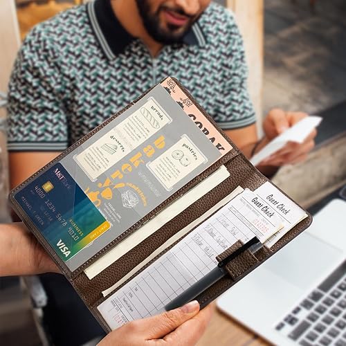 Miniatura 193 de CoBak - Libreta para mesero, organizador con bolsillo con cierre, para personal de restaurantes, 5 bolsillos grandes, con portabolígrafo, verde