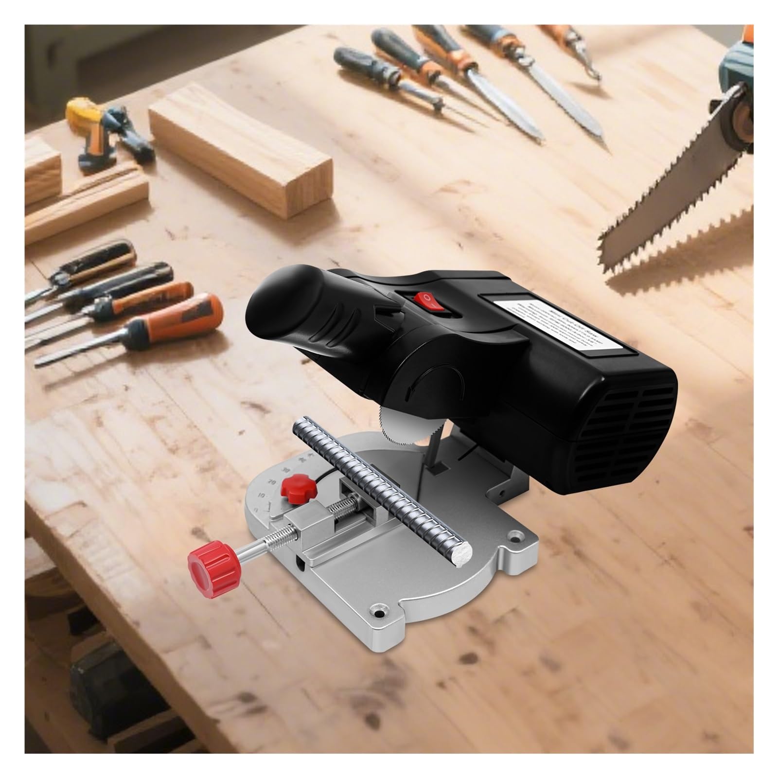 Sierra De Calar 90W, Minisierra Eléctrica 6000rpm, Ajustable 0-45° Con Herramienta Sujeción For Madera, Metal, Plástico, Bricolaje Control De PrecisióN