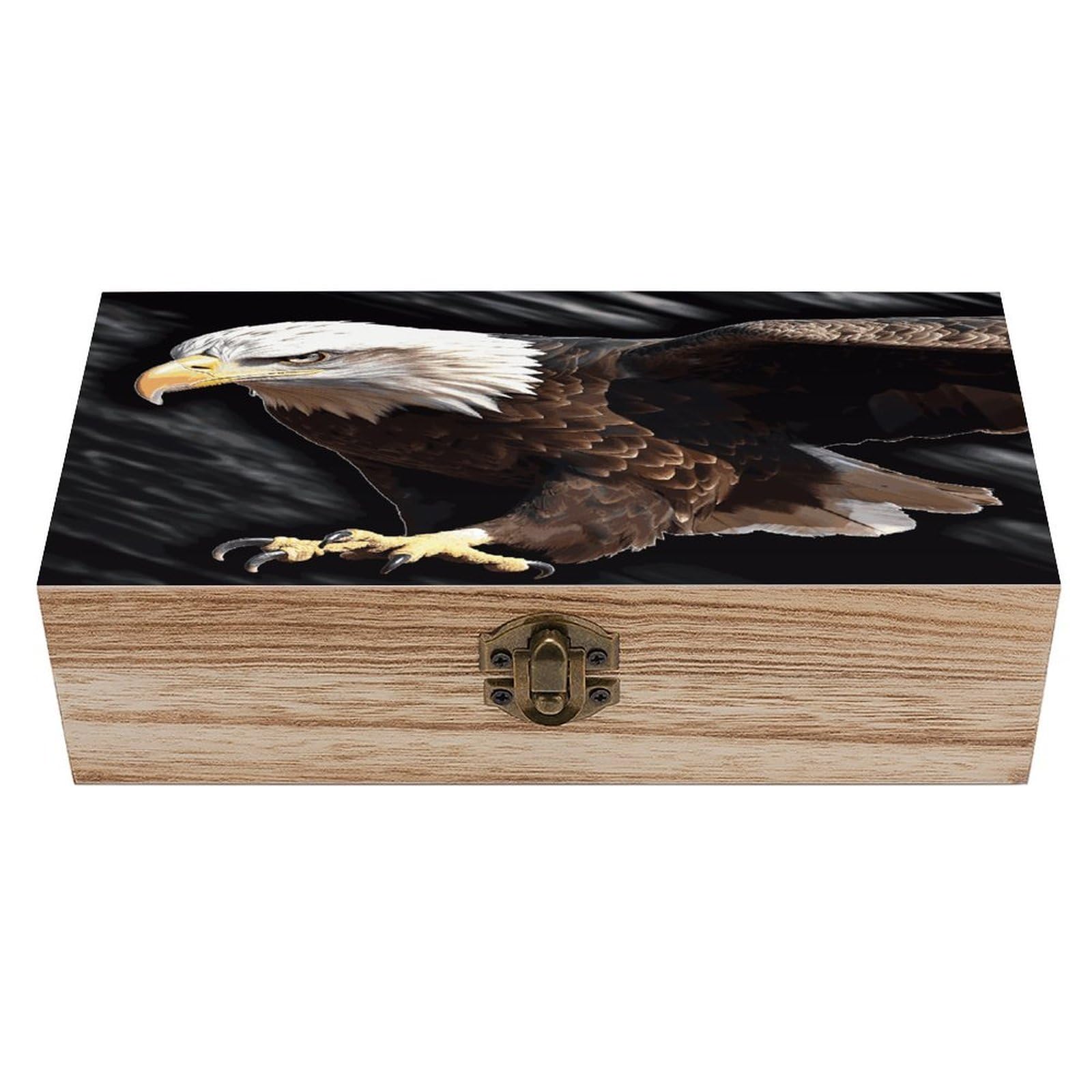 VstaDank An Eagle Wooden Storage Box Wooden Keepsake Box with A Hinged Lid Fashion Memory Treasure Boxes Decorative Jewelry Case for Crafts Photo Home Decor Wood Gift Box