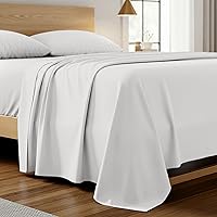 Mellanni California King Flat Sheet Iconic Collection - Extra Soft Cooling Microfiber, Wrinkle Stain Fade Resistant, Hotel Luxury White 108x102"