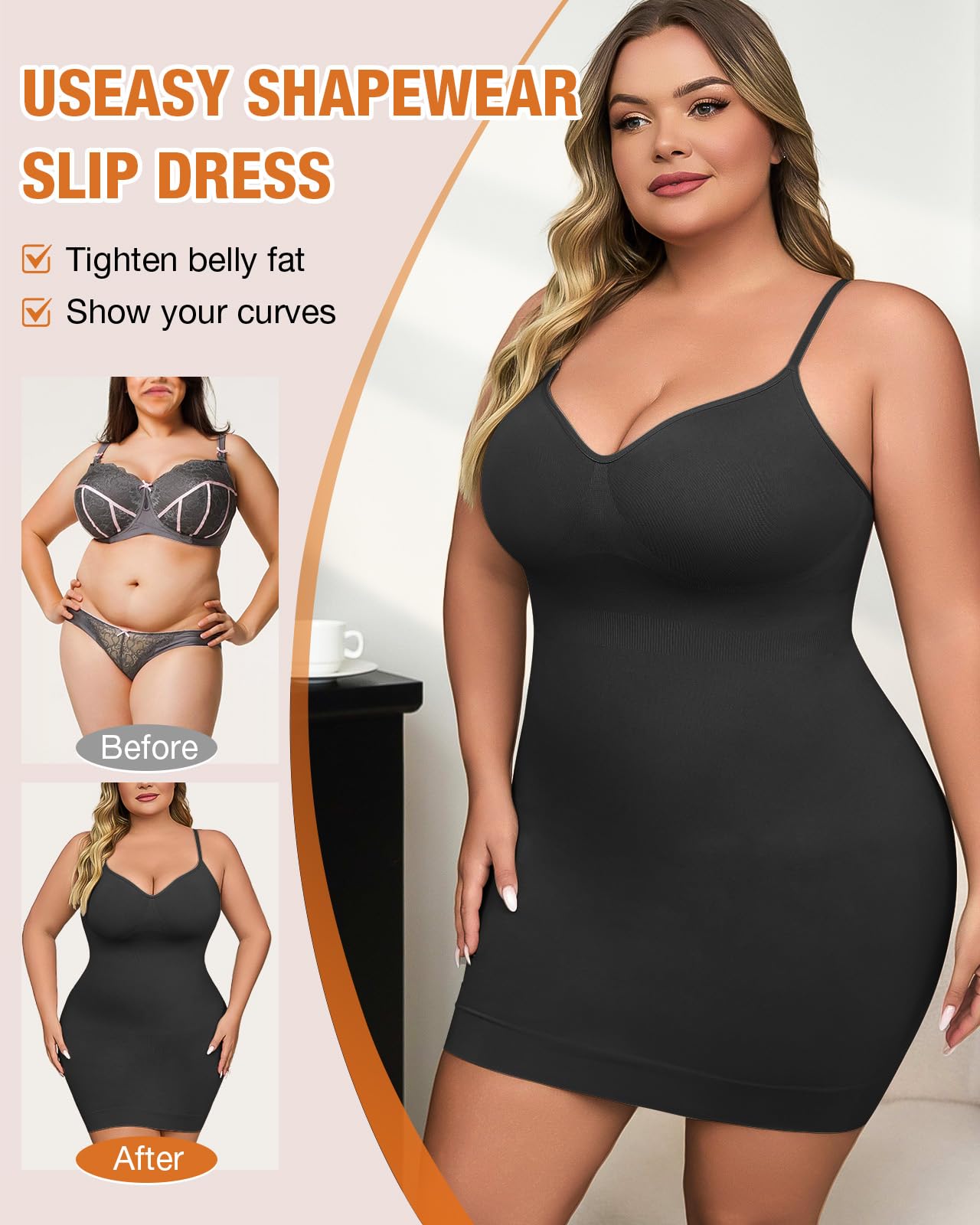 Shapewear Slip-Kleids für Frauen unter Kleid Nahtlose Tummy Control Full Slip Größe Glättung Cami Kleid Slips