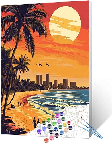 Miniatura 8 de Kit de pintura al óleo de la Torre Eiffel de Francia por números para niños y adultos principiantes paisaje urbano de París, pinturas digitales