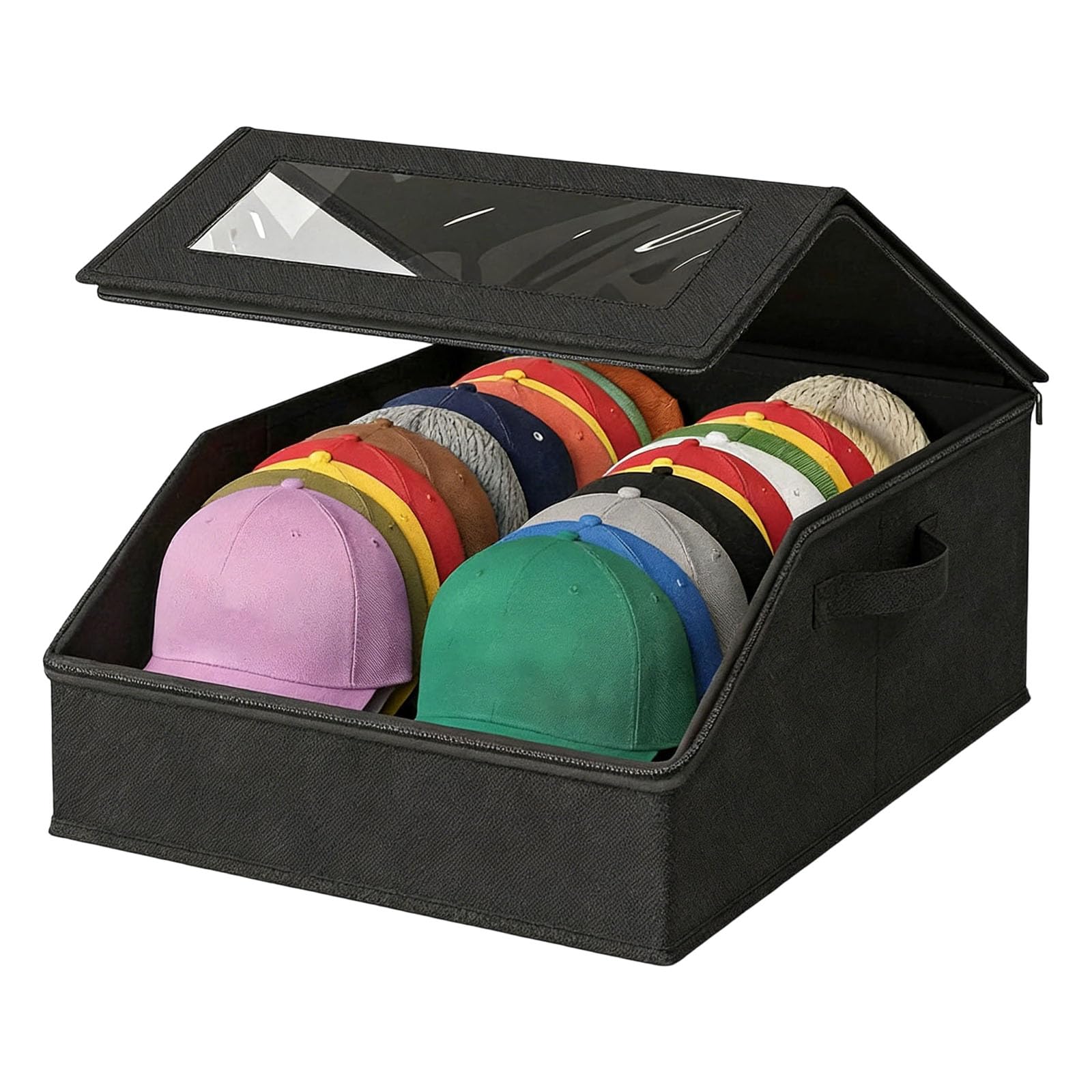 Mekalero Stackable Hat Organizers for Baseball Caps, Storage with Clear Window Lid Ball Cap Storage Organizers, Hats Box Holder Box Holder