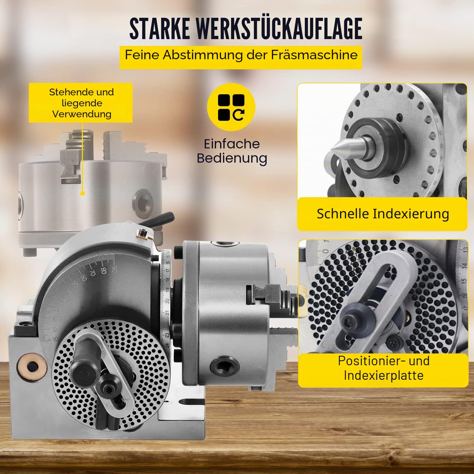 VEVOR Teilungskopf Indexierplatte BS-0, Trennplatte aus Gusseisen, Teilungskopf, ideal für vertikale/horizontale Fräsmaschinen, Drehtische, kreisförmige Schneid- und Bohrarbeiten