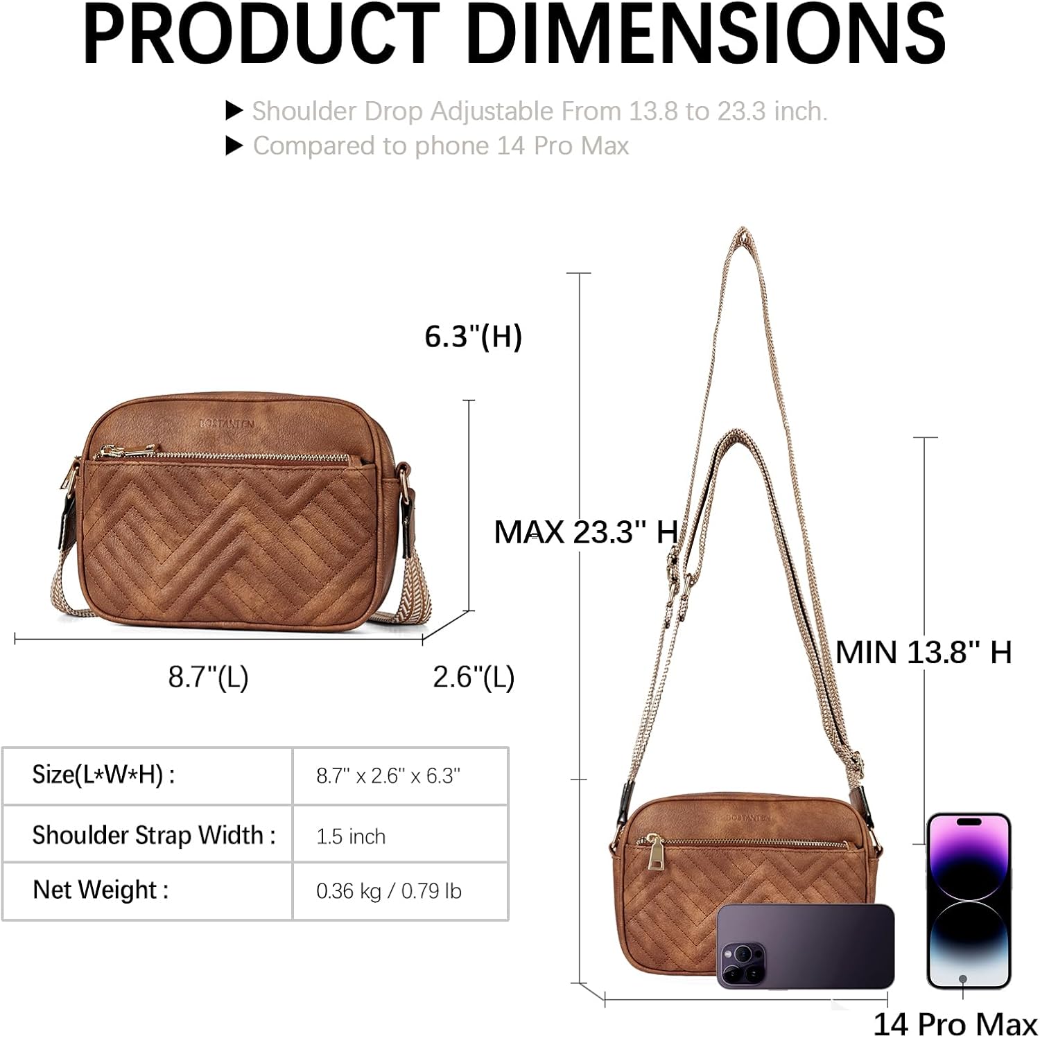 BOSTANTEN Quilted Crossbody Bags for Women Vegan Leather Purses Small Shoulder Handbags with Wide Strap | Quilted, Small, with Wide Strap, Quilted, Purses, Small - Image 3