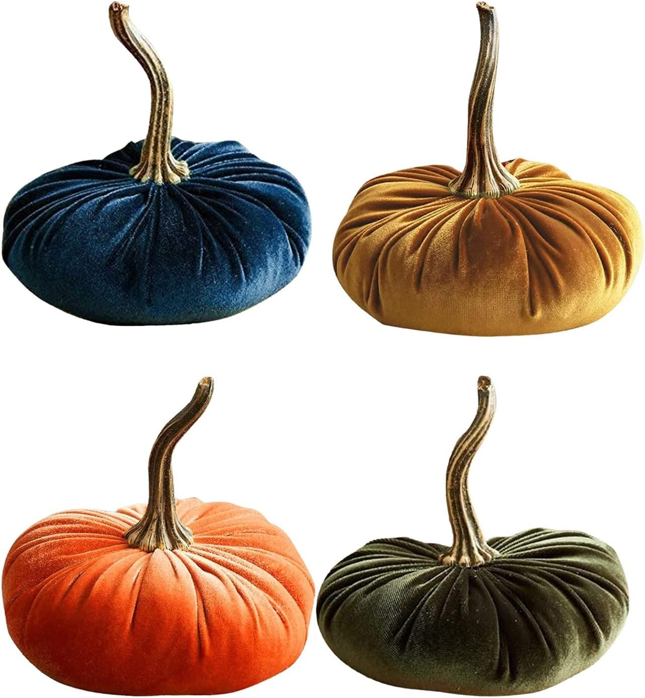 yaoqijie Handmade Velvet Pumpkins Decor Super Soft Stuffed Pumpkin with Exquisite Artificial Pumpkin Foam Simulated Cute Pumpkins Lasting (Color : Dark Khaki)