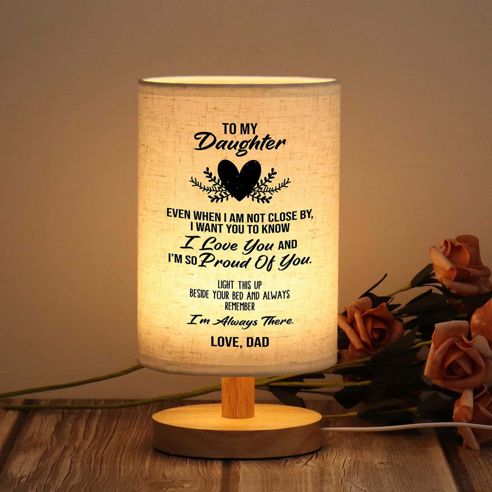 WSYEAR Daughter Gifts from Dad-Birthday Gifts for Daughter from Dad,Table Lamp Father to Daughter Gifts for Birthday Anniversary Wedding Gifts