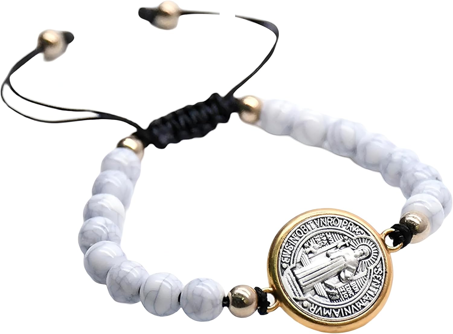 925 Sterling Silver San Benito Bracelet For Women And Men, Catholic Beaded St Benedict Bracelet, Cross Beads St Benedict Rosary Bracelets Prayer Beads Adjustable