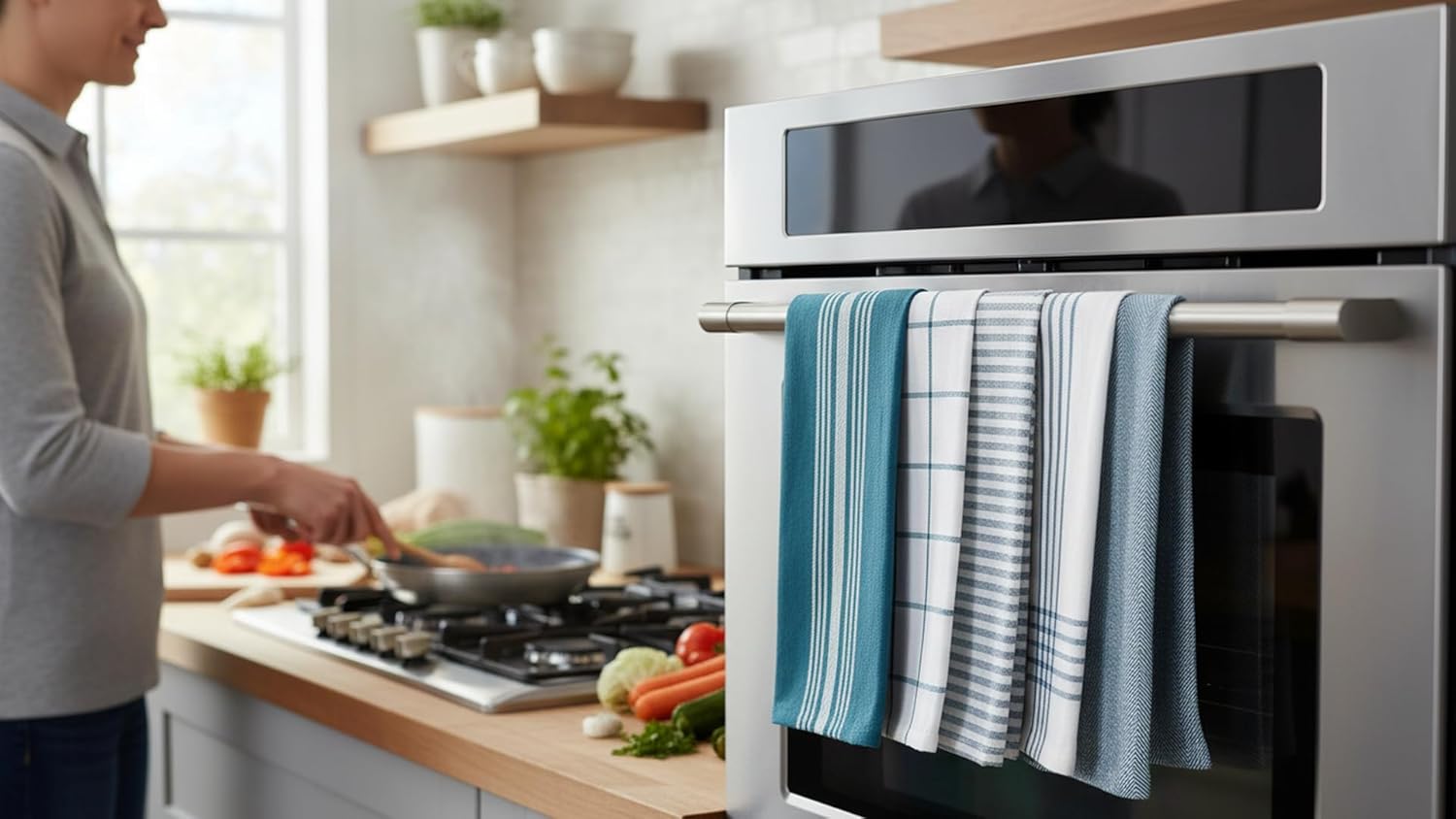 KAF Home Soho Kitchen Dish Towels - Set of 10, 18 x 28 Inch (Teal)