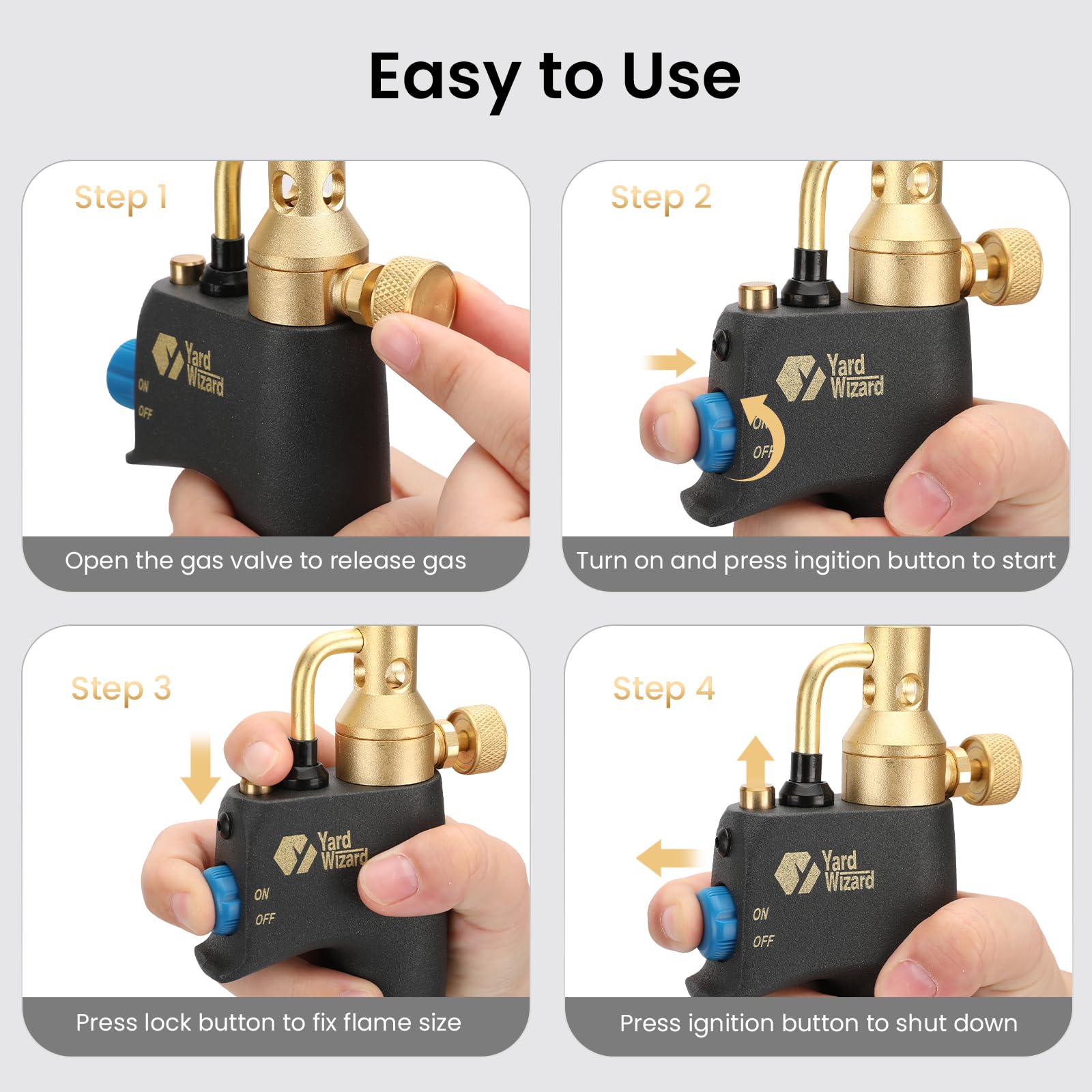 Cabezal de antorcha de propano, antorcha de gas de mapa con encendedor y llama ajustable, soplete de mano con combustible de gas propano MAPP MAP PRO, para fontanería, soldadura, iluminación, fogatas