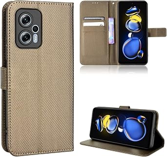Case for Xiaomi Redmi Note 11T Pro 5G Leather Case Cover,Case for Xiaomi Redmi Note 11T+ Pro 5G Leather Case Cover,PU Leather flip Cover Case for Xiaomi Poco X4 GT 5G Case Cover Brown
