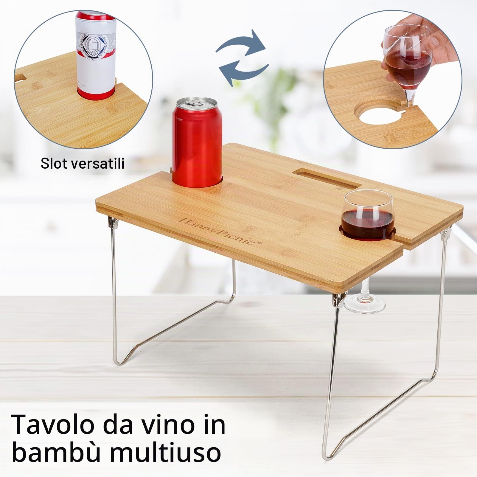 Cestino da picnic in vimini per 2 persone, set da picnic per 2, cestino regalo in salice con tavolo da vino in bambù con gambe in metallo per campeggio e feste all'aperto