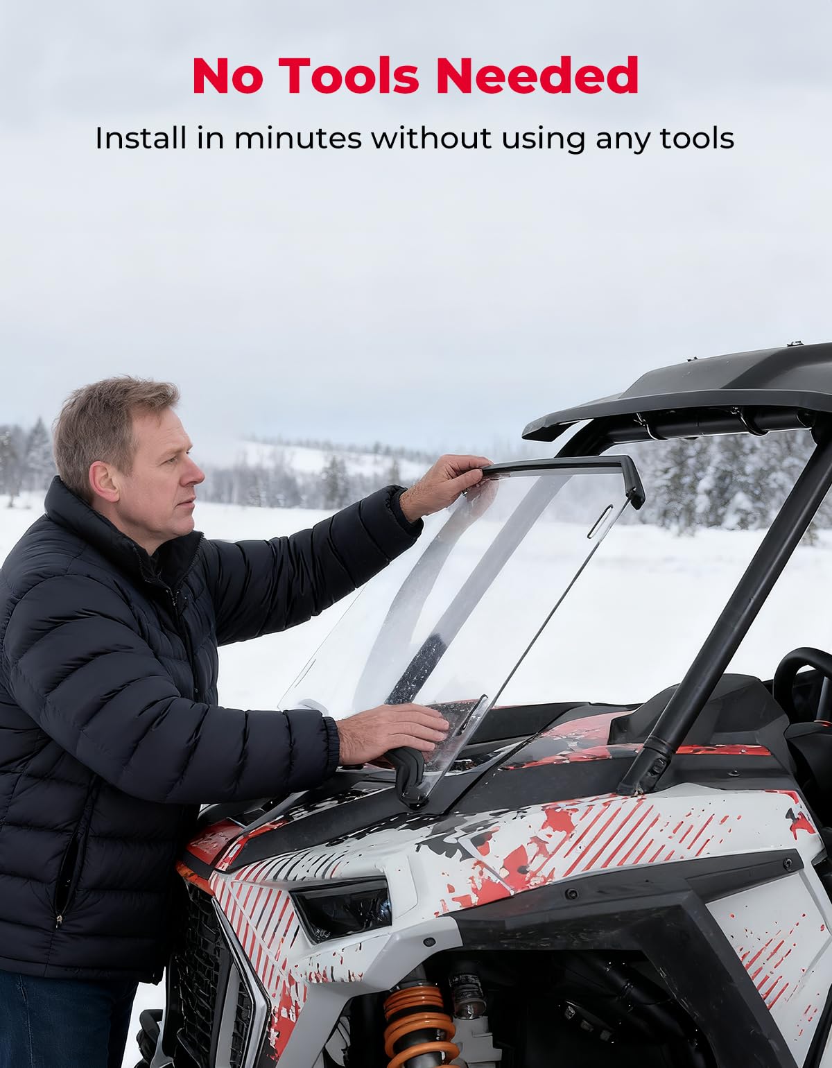 KEMIMOTO Front Windshield Compatible with 2019-2023 Polaris RZR XP