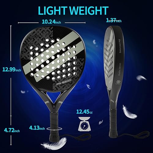 Miniatura 5 de Juego de 2 raquetas de pádel con superficie de fibra de carbono EVA Memory Flex Núcleo de espuma de pádel ligeras