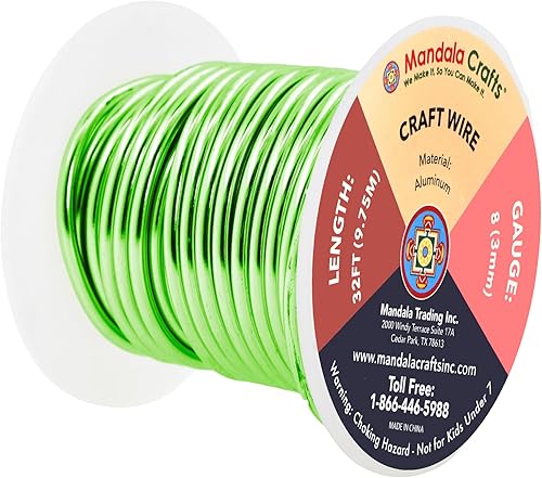 Vista 93 de Mandala Crafts Alambre de aluminio anodizado de calibre 8 para hacer joyas, alambre neutro flexible de color de 128 pies, flexible y flexible