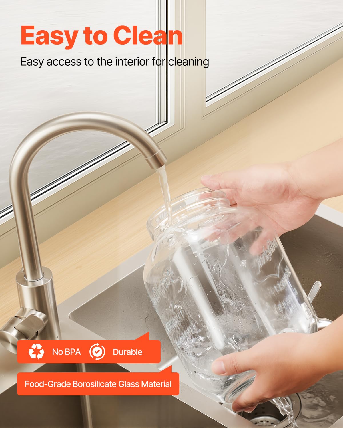 VEVOR Distributore di Bevande, 2 Pezzi da 3,8 L, Contenitore di Succhi in Vetro con Supporto in Legno, Rubinetto in Acciaio Inox, Infusore, Distributore di Tè Freddo, Limonata, per Feste