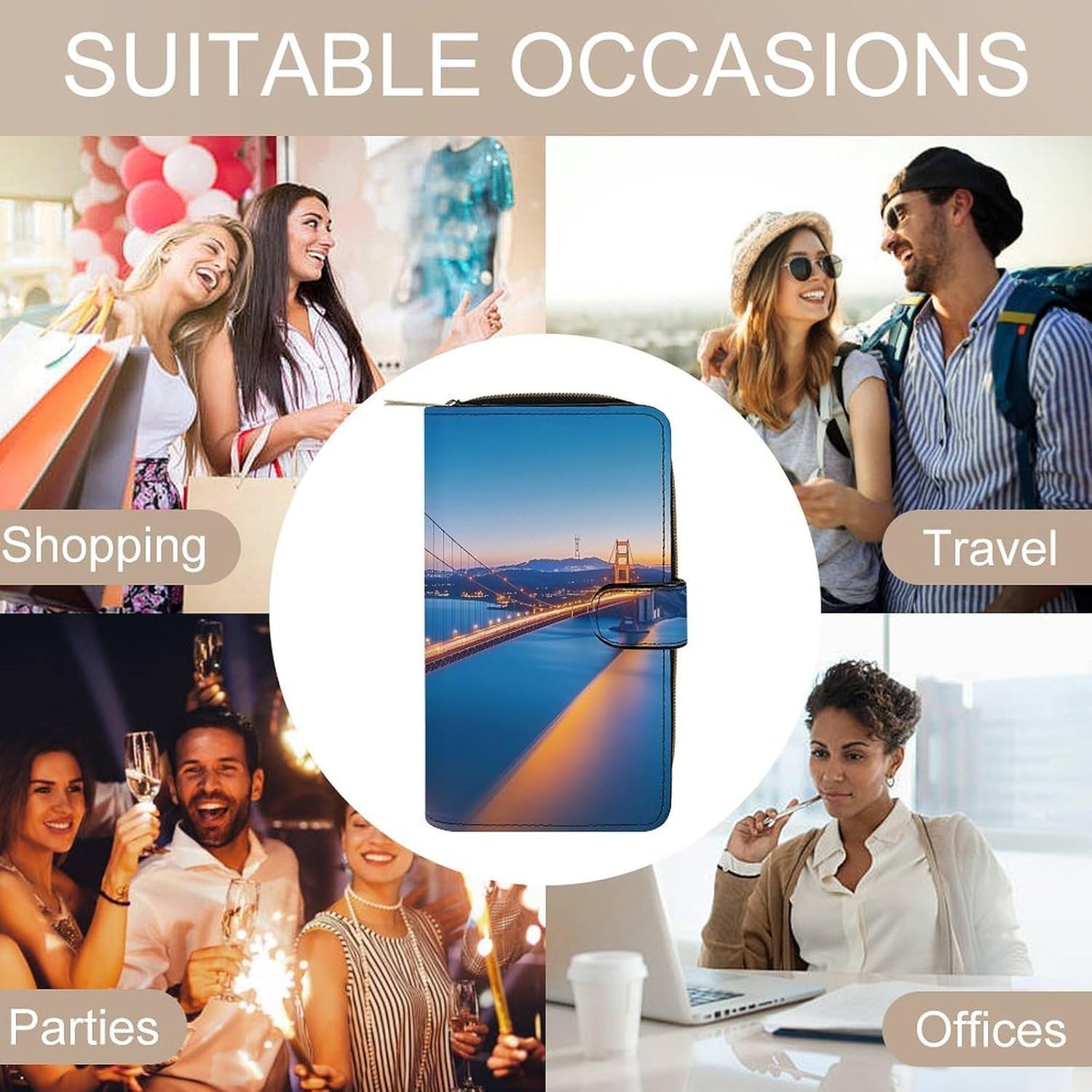 San Francisco The Bridge Women's Long Wallet Leather Large Capacity Wristlet Clutch Purse Wallets