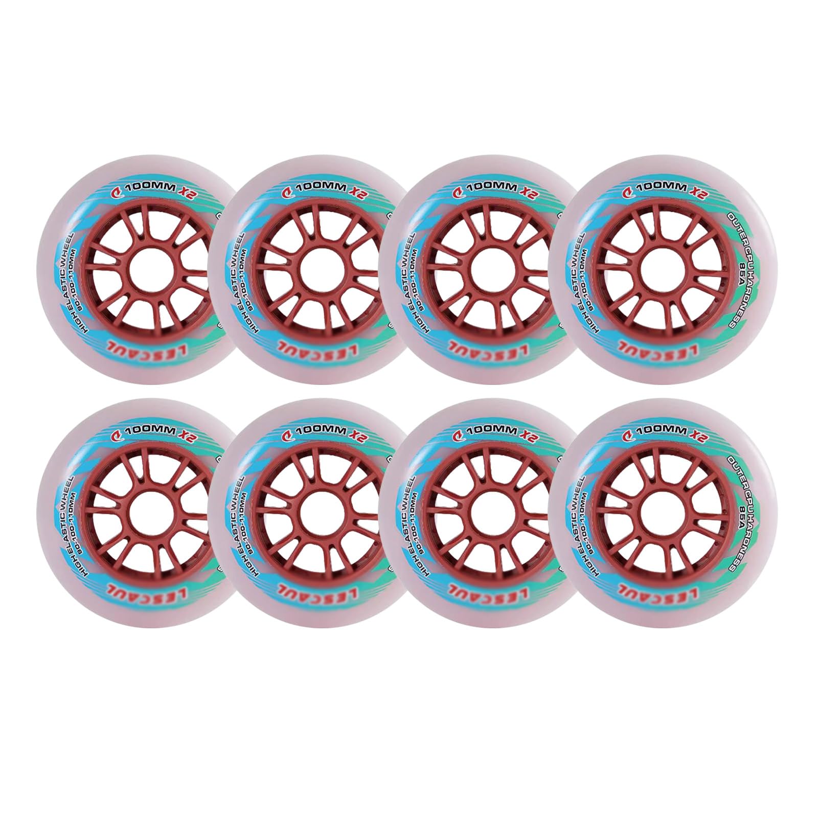Ruedas Patines en Linea PU 65A 85A Ruedas de patines en línea 90 mm/100 mm/110 mm (paquete de 6/8), ruedas de competición de ruedas de doble dureza, para reemplazo de ruedas de patines,red,110mm*8