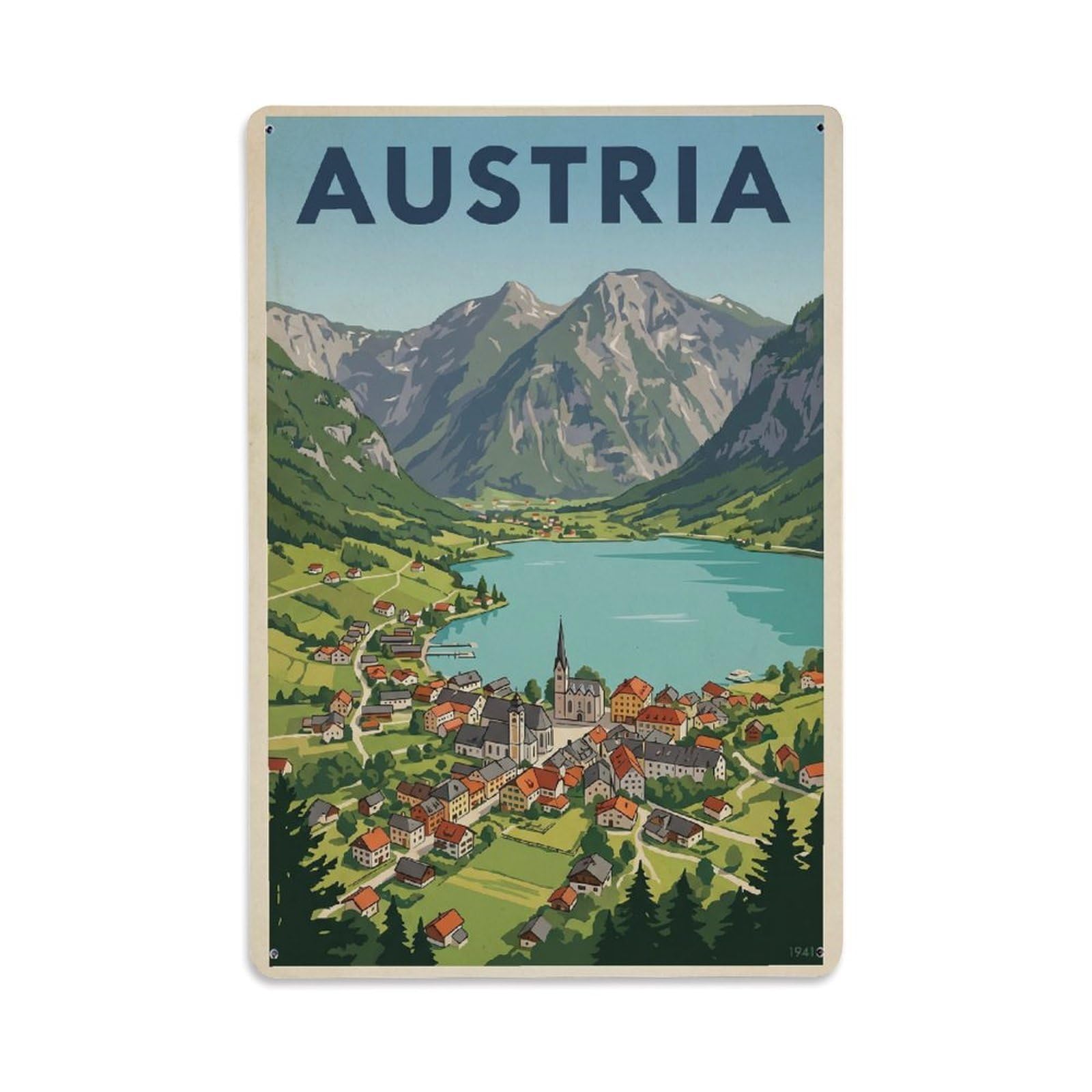 Gead 8X12inch Style Vintage Travel Austria Overlook Metal Tin Sign