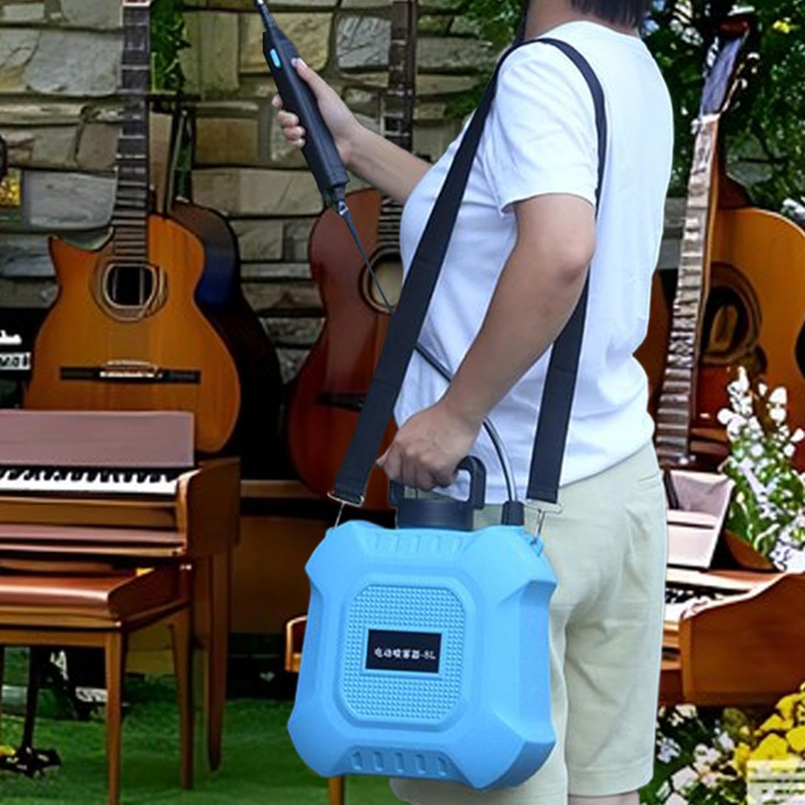 Spruzzatore a Batteria Serbatoio d'acqua portatile a zaino 5/8L | Grande Serbatoio d'Acqua Pompa Elettrica Spruzzatore per Cortile Patio Nebulizzazione Esterna Pulizia Lavaggio Auto