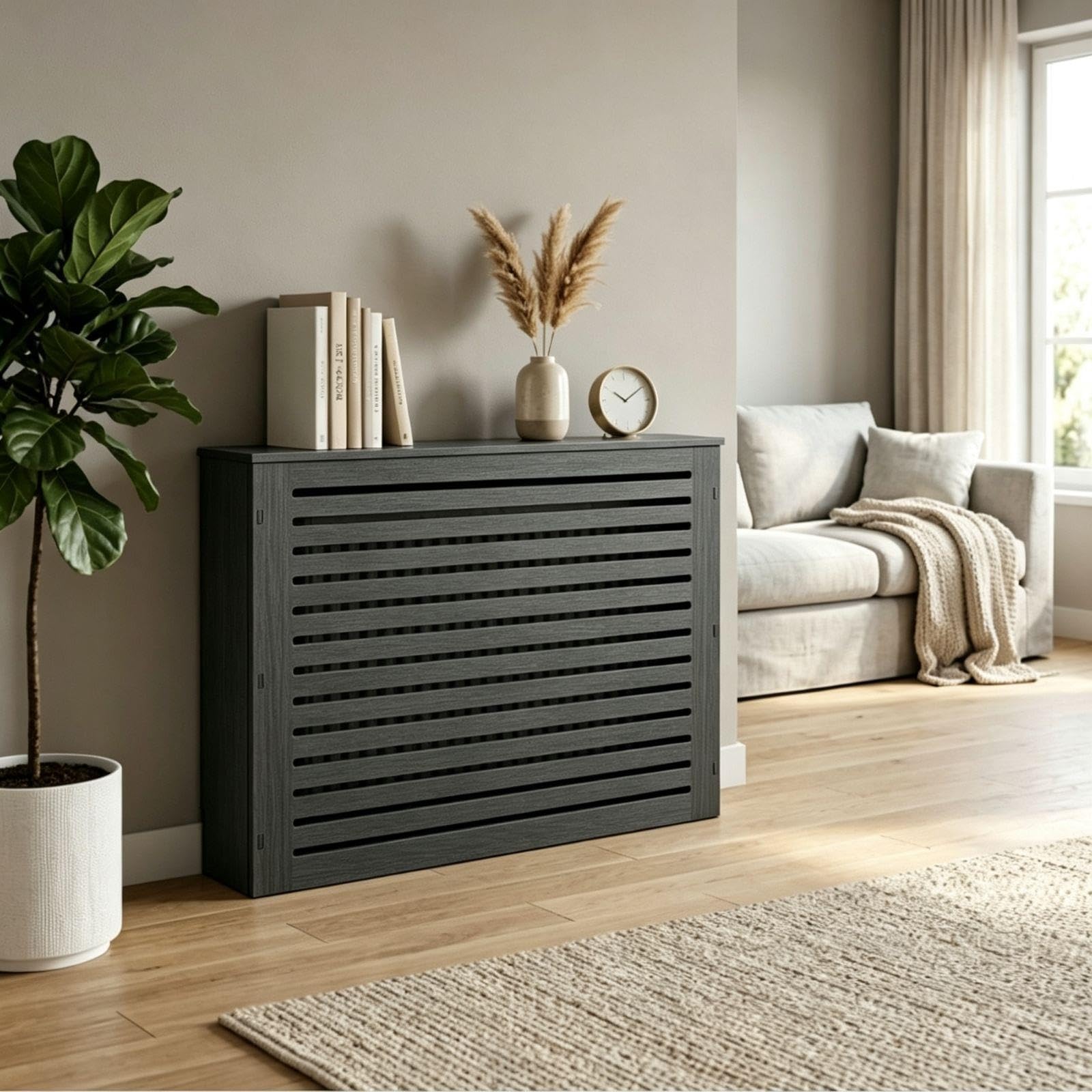Cache Radiateur en MDF avec Lattes pour une Circulation d'Air Optimale