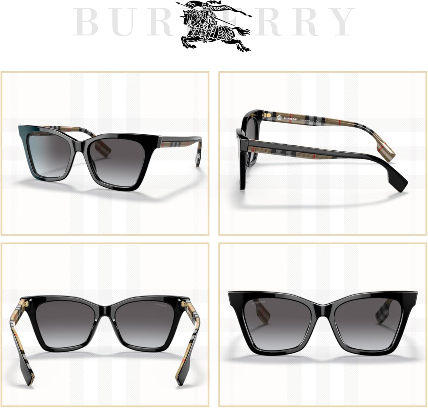 BURBERRY Elsa BE4346 Rectangular Sunglasses For Women + BUNDLE with ACCESSORY EYEWEAR KIT - Image 3