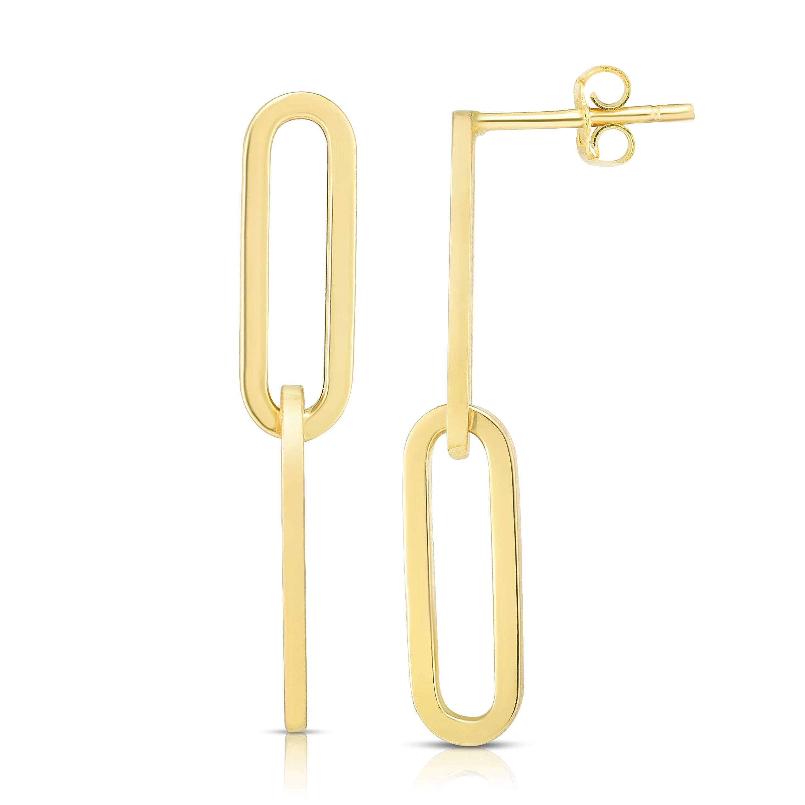 Floreo 14k Yellow Gold or White Gold 32mm Paperclip Links Drop Earrings