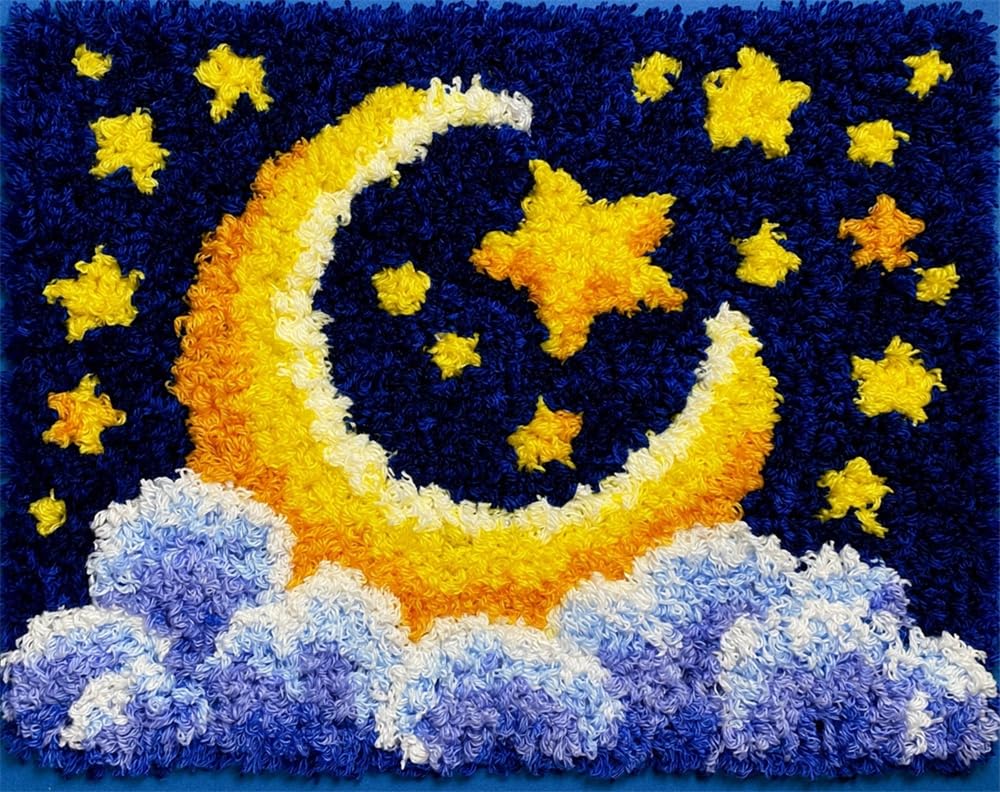 FWRTYCB Latch Hook Rug Kit,Moon and Stars