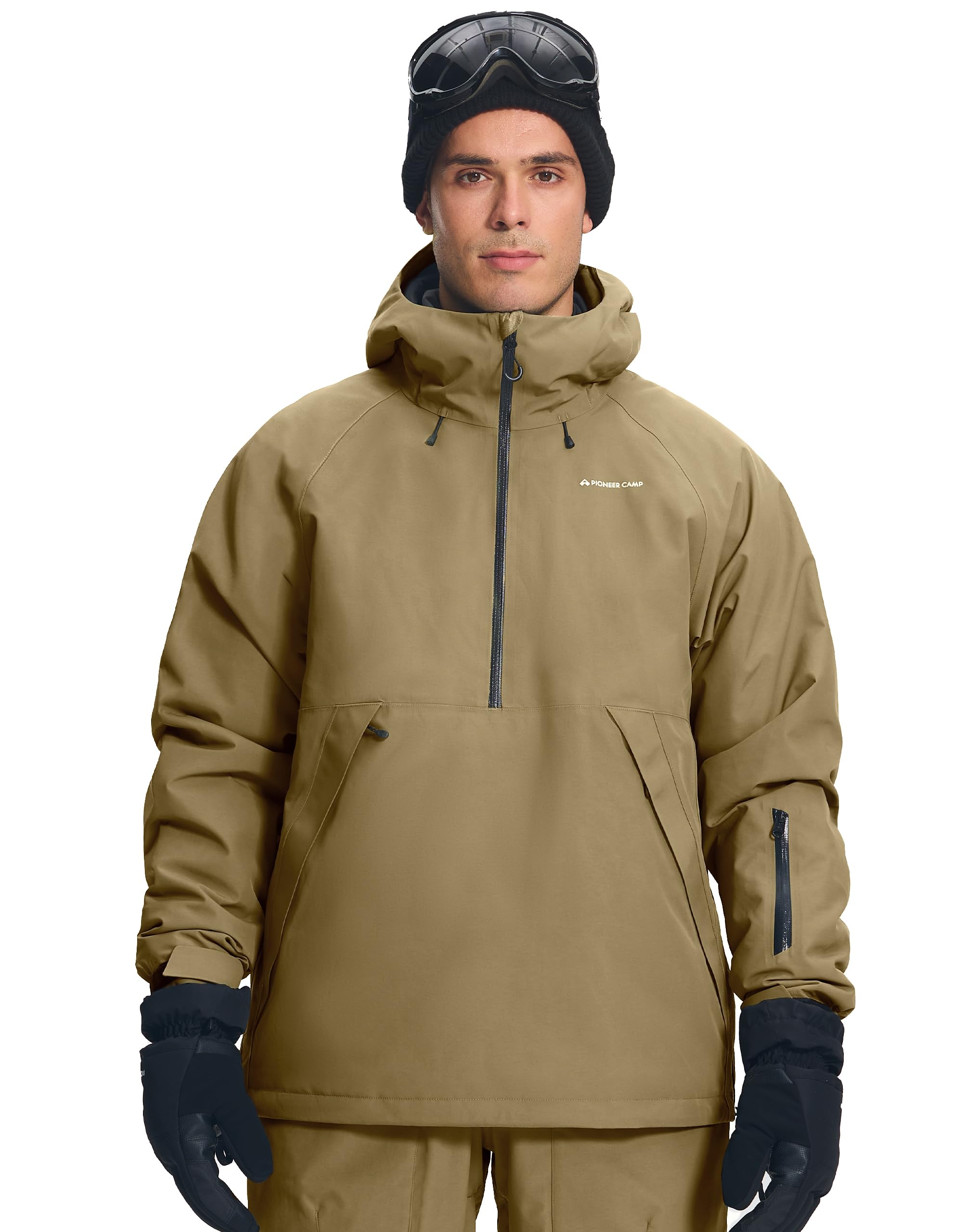Pioneer Camp Giacca da sci semi-frontale da uomo, con colonna d'acqua di 10000 mm, impermeabile e traspirante (7000 g), giacca da sci e snowboard con collo da neve rimovibile, cappuccio regolabile