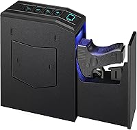 Vista 1 de Caja de seguridad oculta para pistolas, caja de seguridad biométrica con huella digital y deslizador inteligente para mesita de noche, escritorio