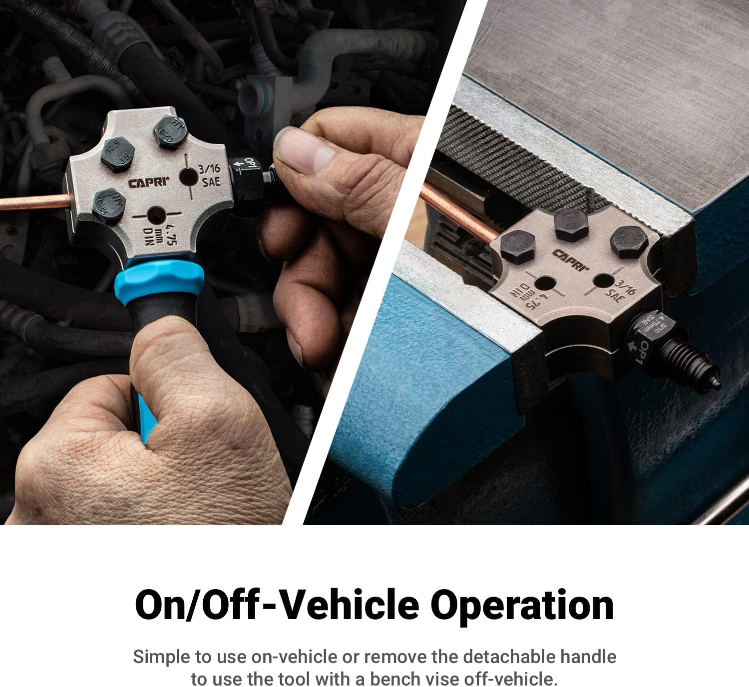 Capri Tools 3/16 in. Dual Head Flaring Tool, makes 4.75 mm ISO/DIN Bubble Flare and 3/16" SAE Double Flare