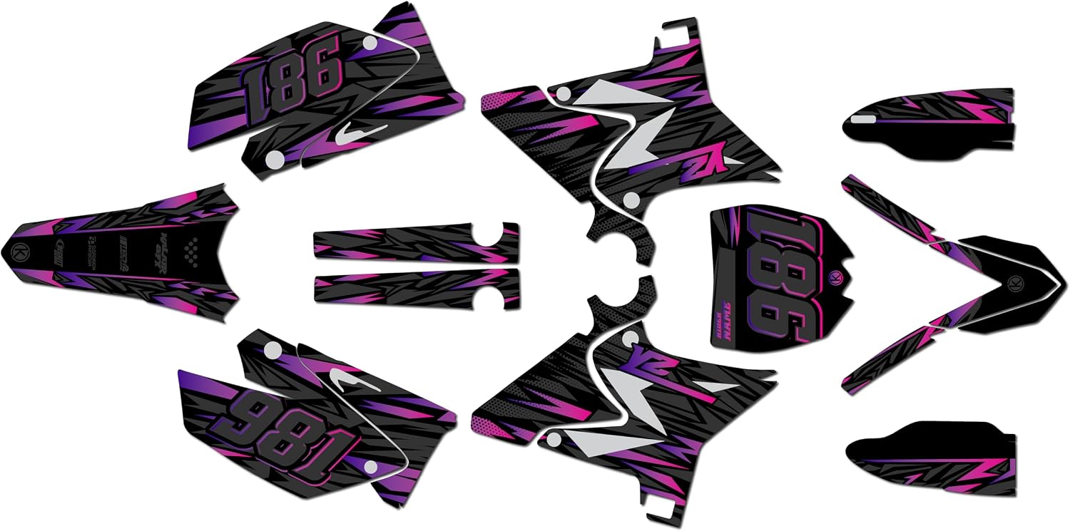 Graphics Kit for Yamaha YZ125 and YZ250 2002-2014 UFO Restyled Plastics TWITCH Series Blue 21 Mil - Pro Edition - Dirt pit bike sticker, dirtbike decal motocross no-plastics