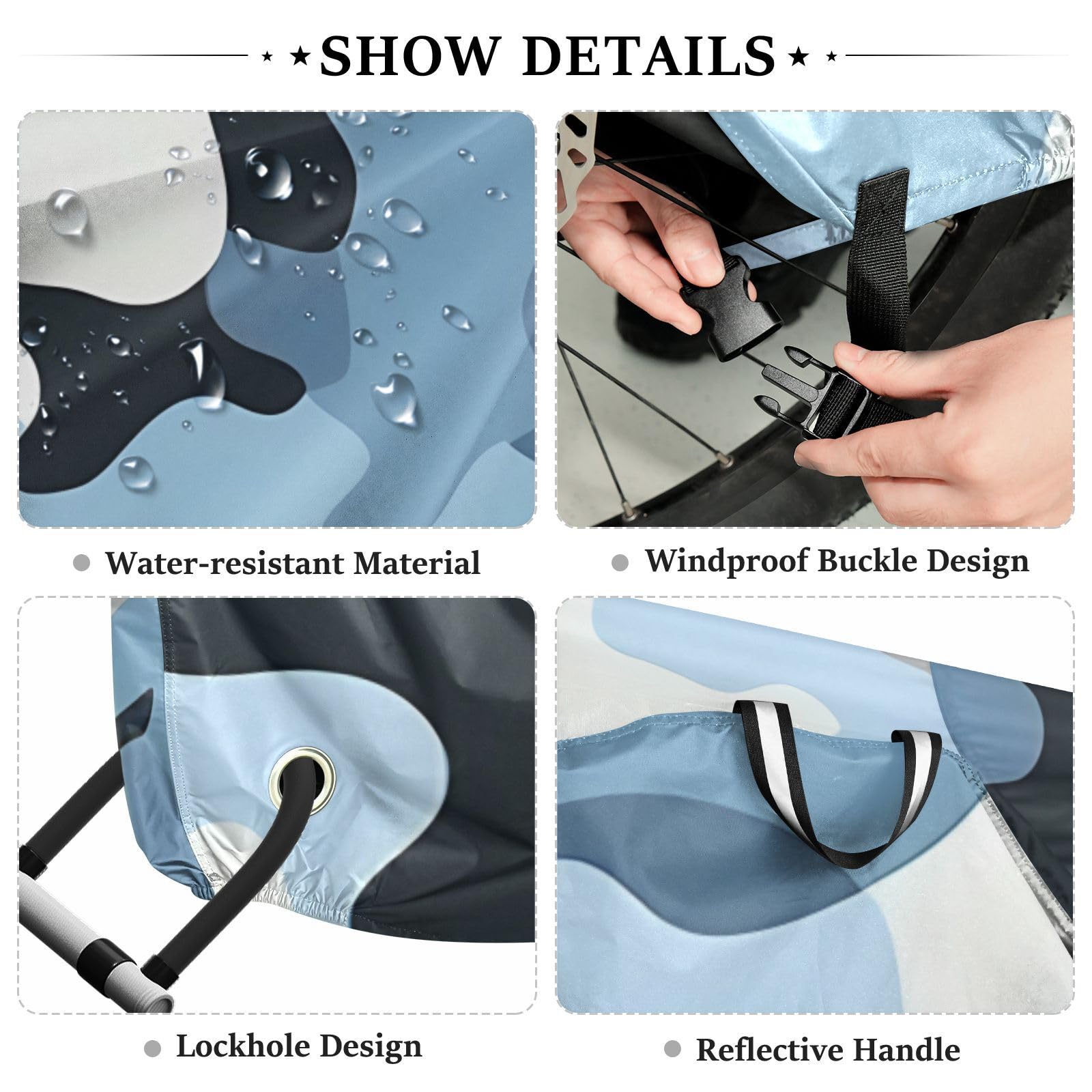Housse de vélo imperméable avec trous de verrouillage pour intérieur et extérieur - Convient à la plupart des motos
