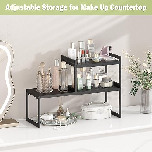 Vista 7 de DOLALIKE Expandable kitchen Countertop Organizer, Stackable Cabinet Shelf Organizers, Space Saving Spice Rack Pantry Storage for Bathroom Office