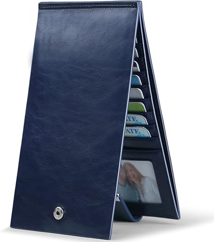 Miniatura 3 de Huztencor cartera de cuero con bolsillo para tarjeta de crédito bloqueo RFID, billetera, funda para tarjetas para mujer Credit Card Holder, RFID