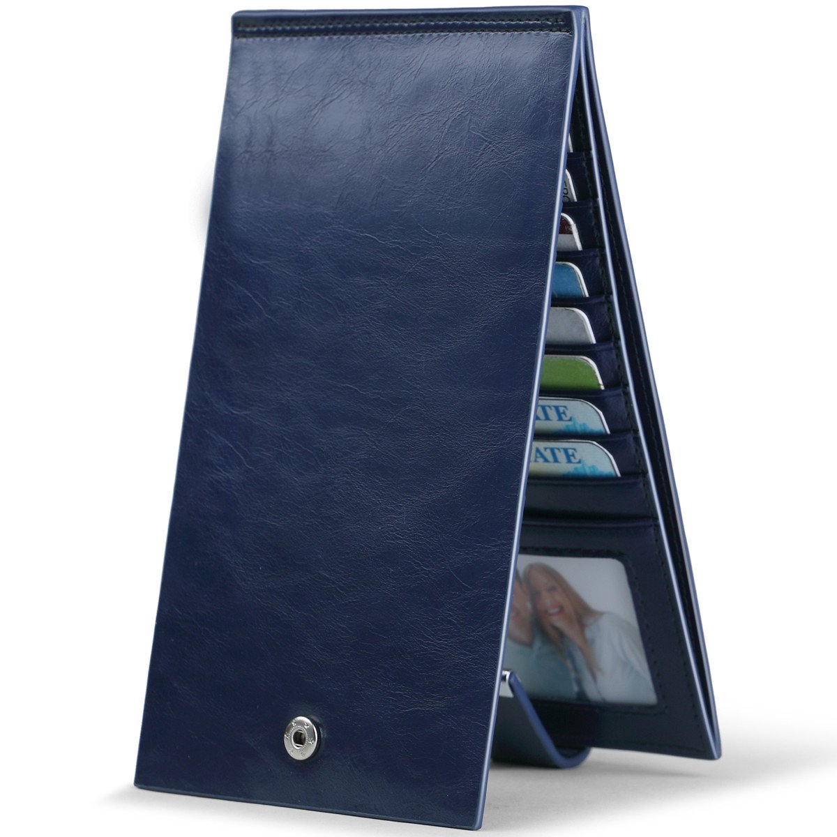 JEEBURYEE Women's Genuine Leather Credit Card Holder RFID Long Zipper Purse Wallet