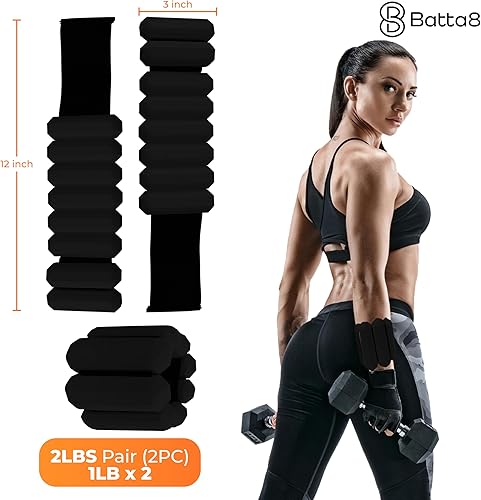 Miniatura 2 de Brazaletes con peso para ejercicio, pesas de muñeca ajustables